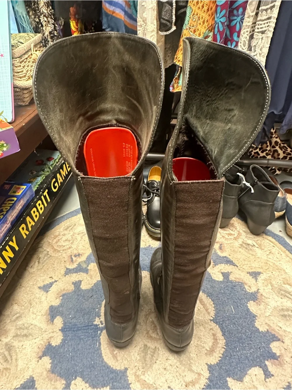 VINTAGE Guess Over-the-Knee Leather Boots in Dark Brown
